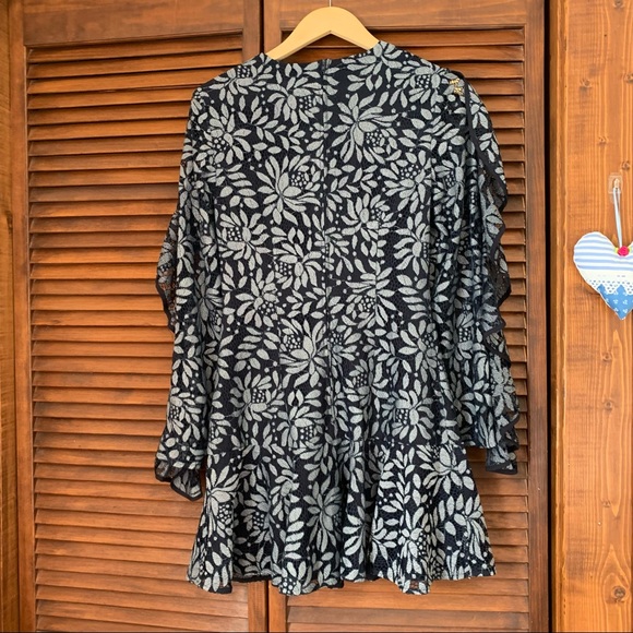 KEEPSAKE Engage Navy Blue Lace Long Sleeve Dress S - Picture 12 of 14